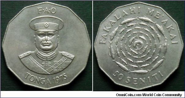 Tonga 50 seniti.
1975, F.A.O. issue.