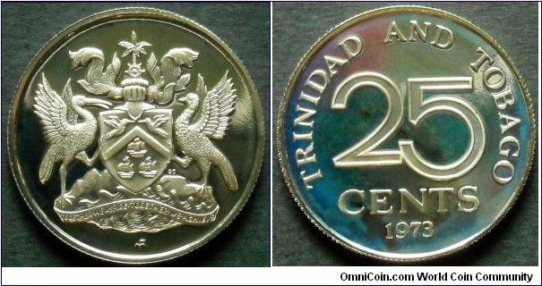 Trinidad and Tobago 25 cents.
1973, Proof from Franklin Mint.