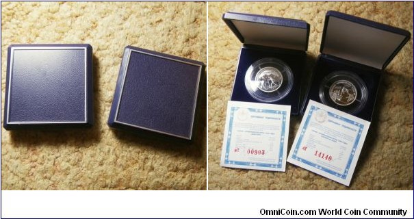 Russia 1997 1 ruble silver commemorative coins featuring Nagano Olympics. With original box and certificate - hard to find! 