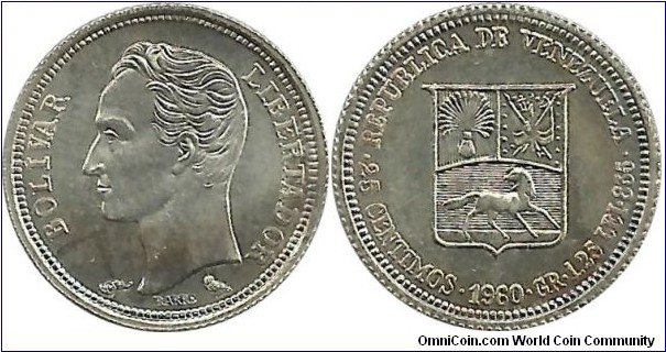 Venezuela 25 Centimos 1960