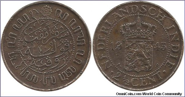 Nederlands India 2½ Cents 1945P