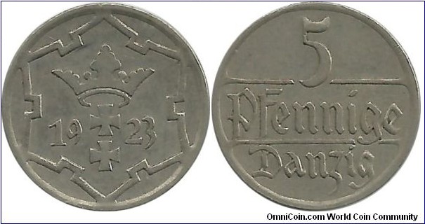 Danzig 5 Pfennig 1923