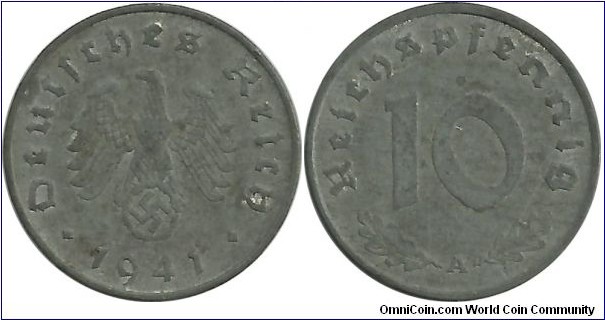 Germany-Nazi 10 Reichspfennig 1941A