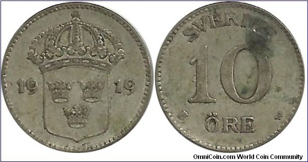 Sweden 10 Öre 1919