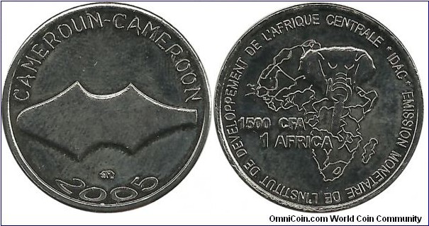 CentralAfricanStates 1500 CFA = 1 Africa 2005-Cameroun
