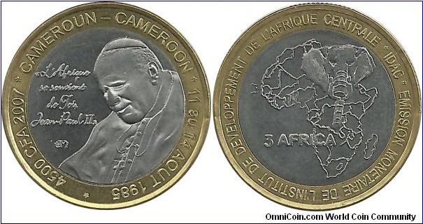 CentralAfricanStates 4500 CFA = 3 Africa 2007-Cameroun