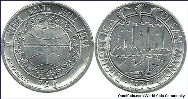 SanMarino 1 Lira 1977-FAO