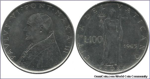 Vatican 100 Lire 1965