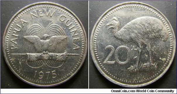 Papua New Guinea 1975 20 toea. Weight: 11.21g. 