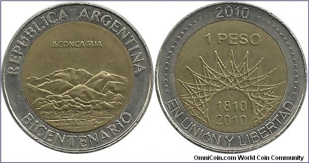 Argentina 1 Peso 2010-Aconcagua - Bicentenary of Independence Serie