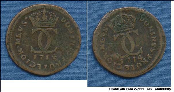 5 Öre Charles XII two obverses struck on copper planchet, could be some kind of trial strike