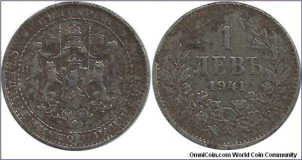 Bulgaria-Kingdom 1 Lev 1941-Fe