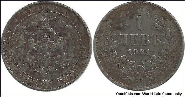 Bulgaria-Kingdom 1 Lev 1941-Fe