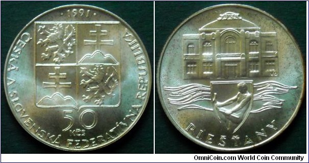 Czechoslovak Federal Republic
50 korun. 1991, Piestany.
Ag 700.
