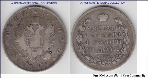 C#130, Russia (Empire) rouble; silver, lettered edge, medal rotation; fine or so, natural toning and wear