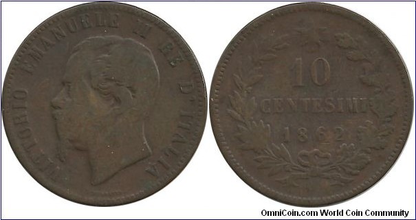 Italy 10 Centesimi 1862