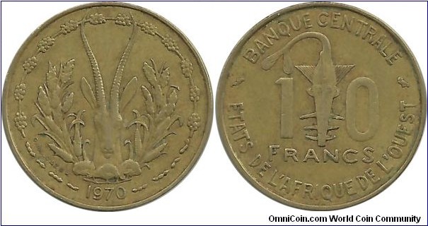WestAfricanStates 10 Francs 1970