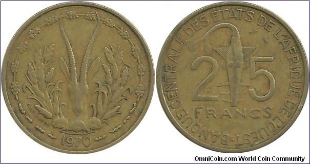 WestAfricanStates 25 Francs 1970