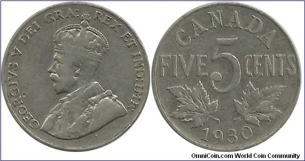 Canada 5 Cents 1930