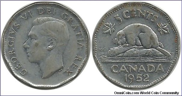 Canada 5 Cents 1952