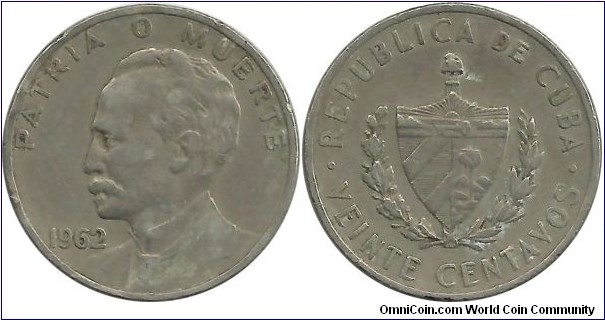 Cuba 20 Centavos 1962