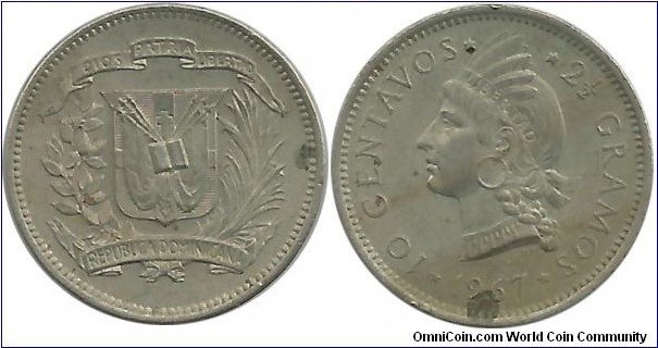 DominicanRepublic 10 Centavos 1967