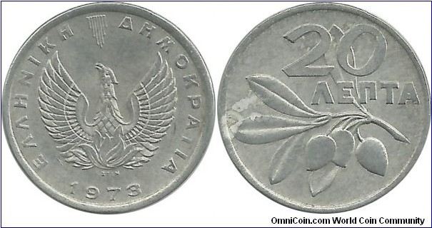 Greece 20 Lepta 1973-Phoenix