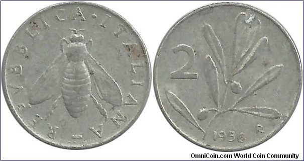 Italy 2 Lire 1956R