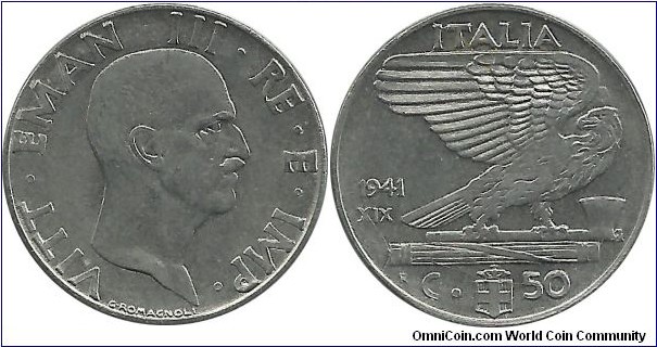 Italy 50 Centesimi 1941R-XIX