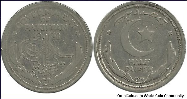 Pakistan Half Rupee 1948