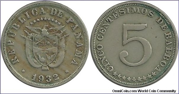 Panama 5 Centavos 1932