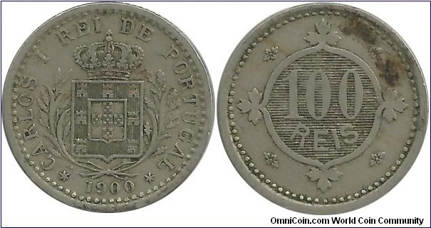 Portugal-Kingdom 100 Reis 1900