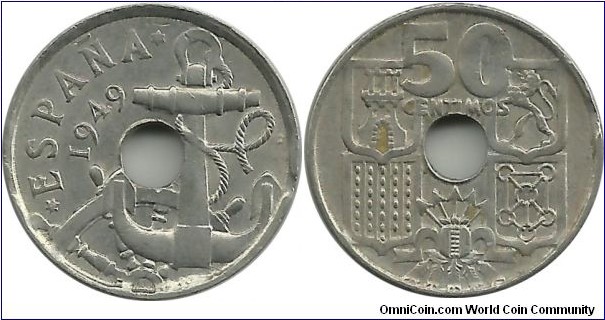 Spain 50 Centimos 1949