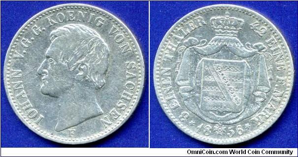 1/3 Thaler.
Kingdon of Saxony.
Iohann (1854-1873), von Saschsen.
Mintage 308,000 units.


Ag667f. 8,352gr.