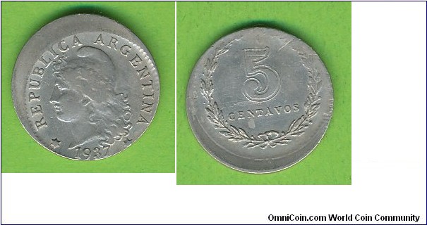 5 Centavos struck offcent