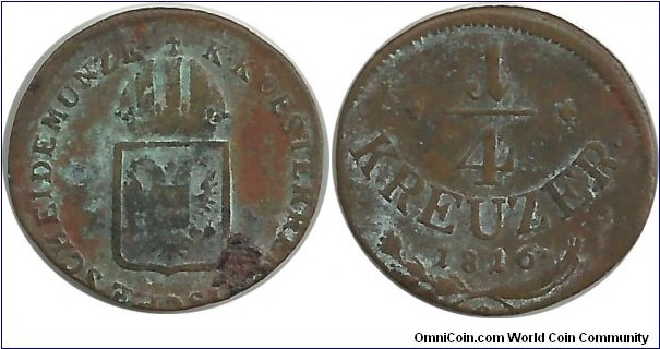 Austria ¼ Kreuzer 1816-error