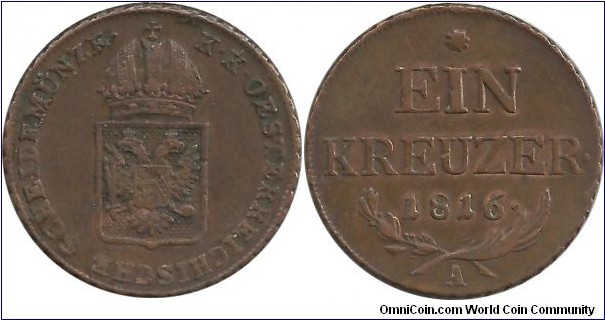 Austria 1 Kreuzer 1816A