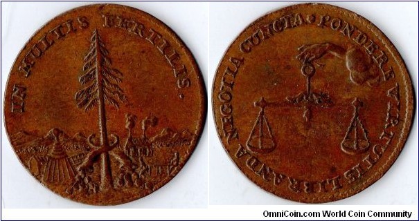 Spanish Netherlands copper jeton. Relates to the cessation of Cambrai to France.