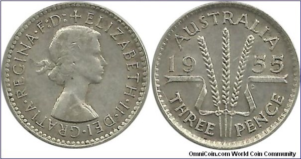 Australia 3 Pence 1955