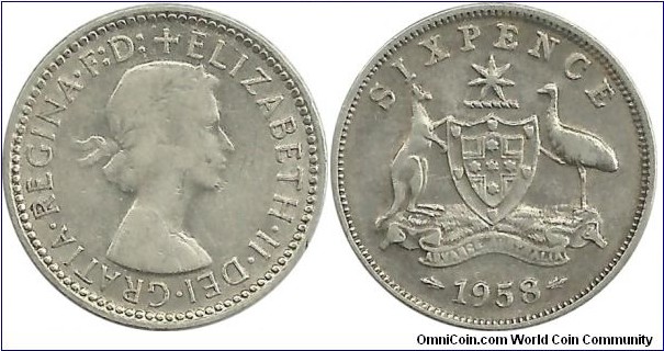 Australia 6 Pence 1958