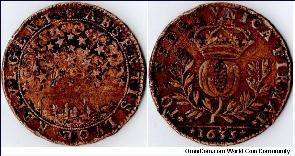 copper jeton of Anne Marie Louise D'Orleans et de Montpensier.