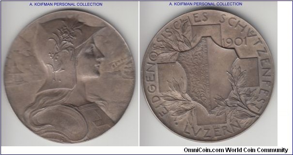 Richter 879b, 1901 Switzerland Luzern shooting medal; silver, plain edge, 45 mm; matte uncirculated.