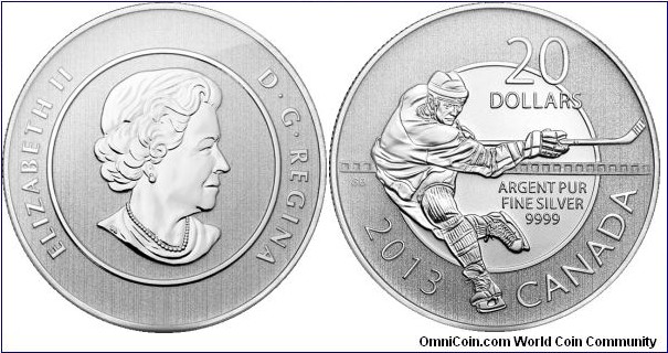Canada, 20 dollars, 2013 $20 for $20 Fine Silver Coin Series - Hockey