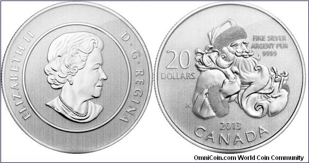 Canada, 20 dollars, 2013 $20 for $20 Fine Silver Coin Series - Santa
