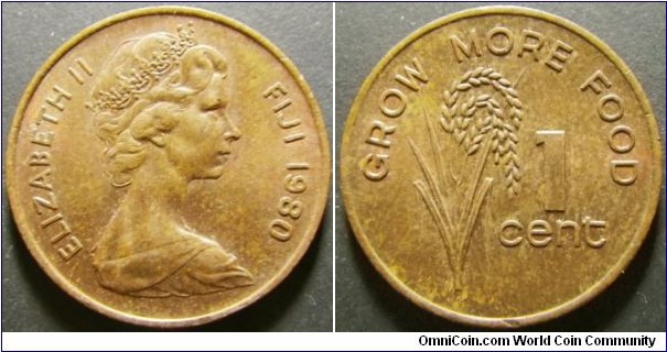 Fiji 1980 1 cent. Weight: 1.93g. 