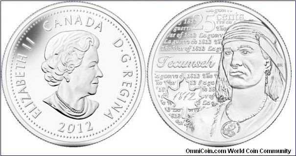 Canada, 25 cents, 2012 25-cent Circulation 10-pack, Tecumseh