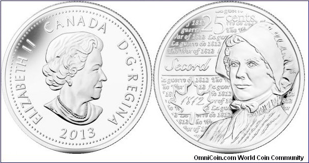 Canada, 25 cents, 2013 25-cent Circulation 10-pack, Laura Secord