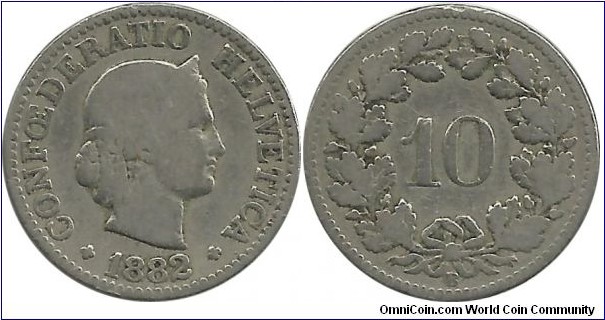 Switzerland 10 Rappen 1882B