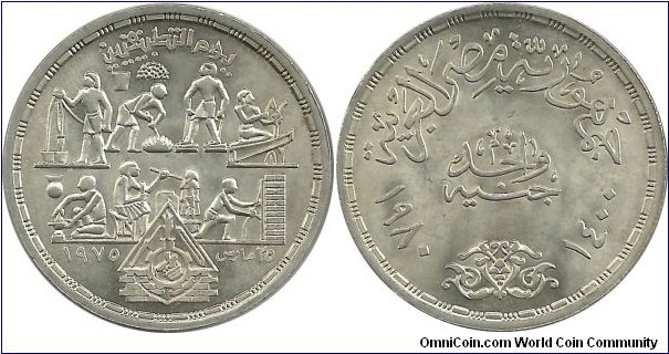 Egypt 1 Pound AH1400-1980 Applied Professions in Egypt