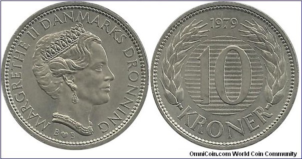 Denmark 10 Kroner 1979